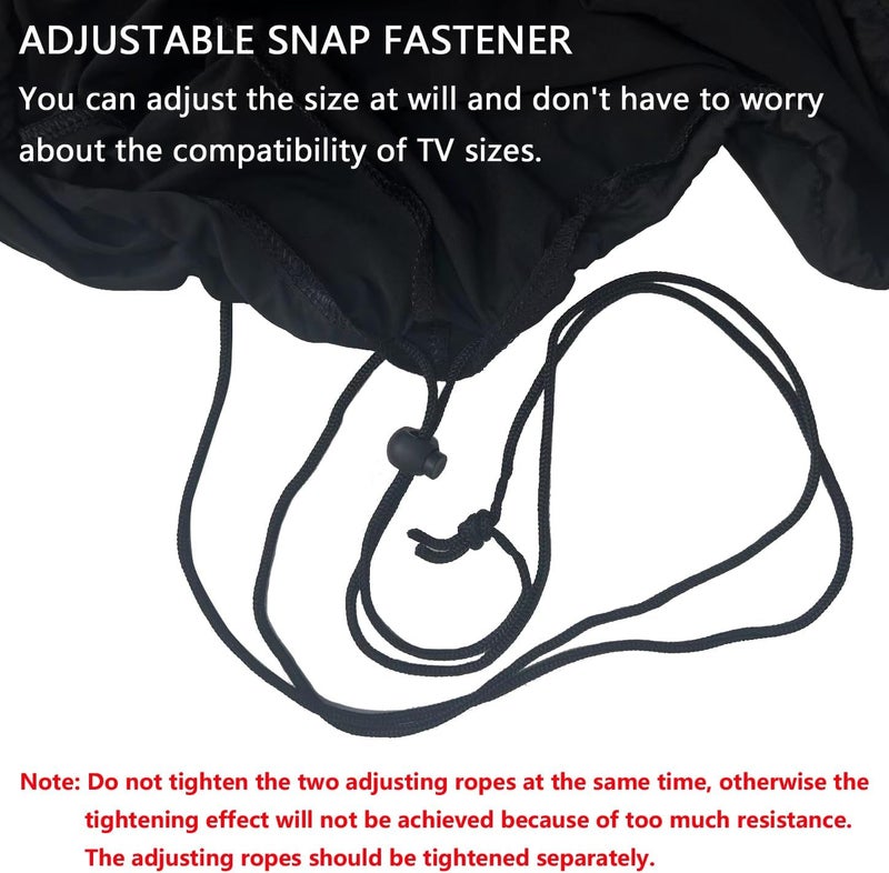 DOBOLAN Indoor TV dust cover, elastic fabric with adjustable size, Suitable for most brands of 66-75 inch flat or curved TVs (Black, 66 - 75 inches) - Image 4
